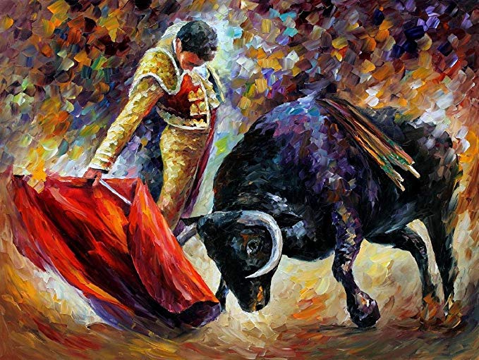 Osm Art Professional Artist Handmade Oil Painting Reproduction Bullfight Canvas Pictures 100% Hand Painted Oil Painting Bull Unframed Spain Landscape