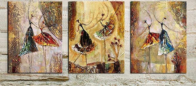 Grepova Art – Contemporary Abstract Artwork Ballet Dancers 3 Panels 100% Hand Painted Oil paintings on Canvas Wall Art for Home and Office Decorations, Framed,Stretched and Ready to Hang Review