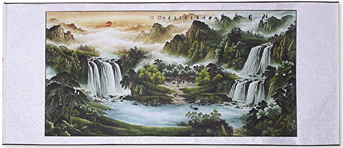 Large Size Feng Shui Painting Treasure Basin,Hand Mounted Wall Scroll Painting Ready to Hang, Office Living Room Decoration Attract Wealth and Good Luck(67″x 29″) Review