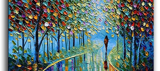 YaSheng Art -Landscape Oil Painting On Canvas Textured Tree Abstract Contemporary Art Wall Paintings Handmade Painting Home Office Decorations Canvas Wall Art Painting 24x36inch Review