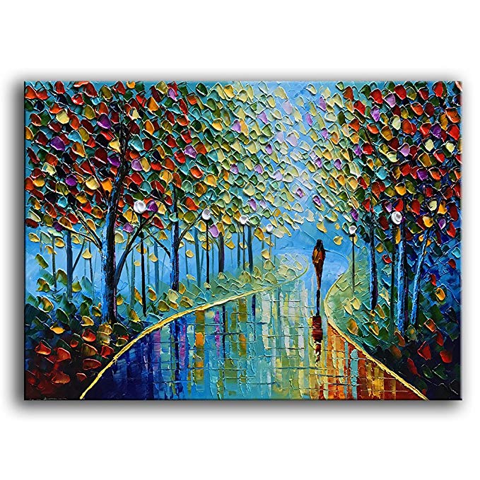 YaSheng Art -Landscape Oil Painting On Canvas Textured Tree Abstract Contemporary Art Wall Paintings Handmade Painting Home Office Decorations Canvas Wall Art Painting 24x36inch