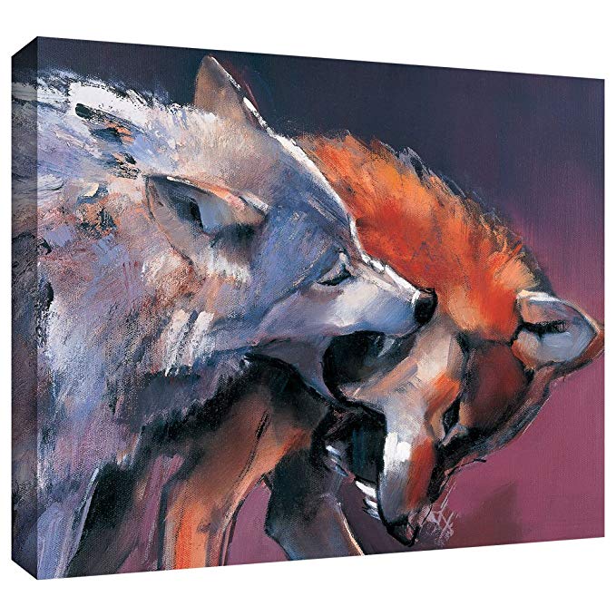 ArtWall Mark Adlington 'Two Wolves' Gallery Wrapped Canvas Artwork, 24 by 32-Inch