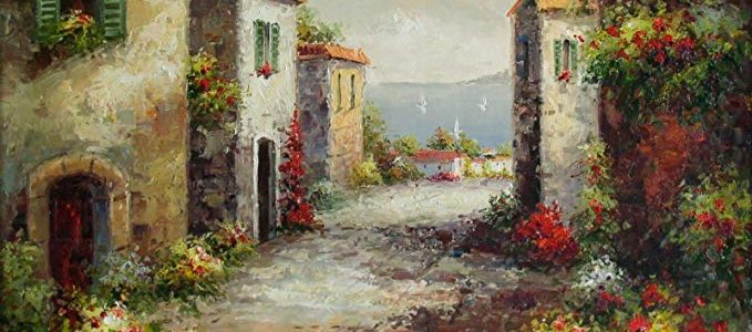 100% Hand Painted Tuscany Italy Landscape Canvas Oil Painting for Home Wall Art by Well Known Artist, Framed, Ready to Hang Review