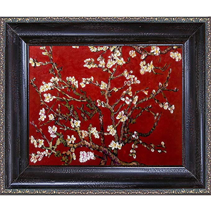 La Pastiche VG2587-FR-98238X10 Branches Of An Almond Tree In Blossom, Ruby Red Framed Hand Painted Original Artwork with La Scala Frame