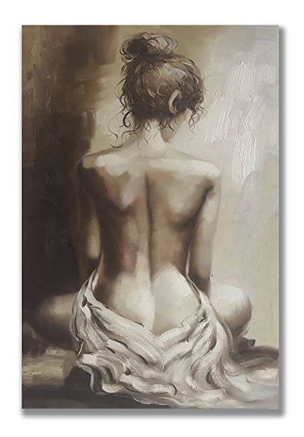 Modern Oil Paintings 100% Hand Painted Lady Back Figurative Canvas Wall Art Stretched and Framed Ready to Hang Home Decor 24