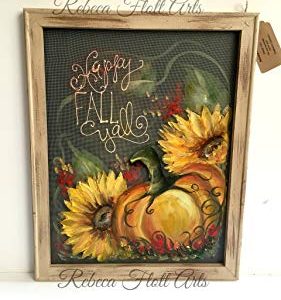 Fall painting,Pumpkin and Sunflower,wall art,porch decor,outdoor art,window screen art,original, handmade,hand painted,customize,happy fall Review