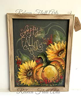 Fall painting,Pumpkin and Sunflower,wall art,porch decor,outdoor art,window screen art,original, handmade,hand painted,customize,happy fall