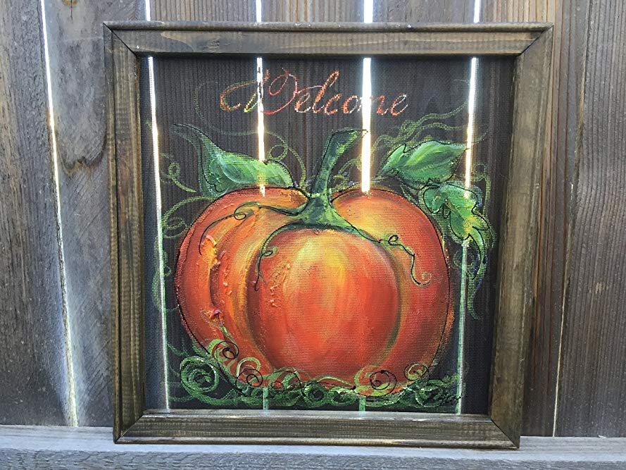 Welcome Sign ,Hand painting on window scree ,Fall ,Pumpkin