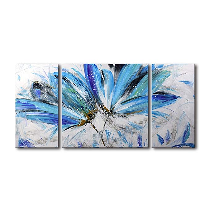 Flower Wall Art for Living Room 3 Piece 100% Hand Painted Abstract Oil ...